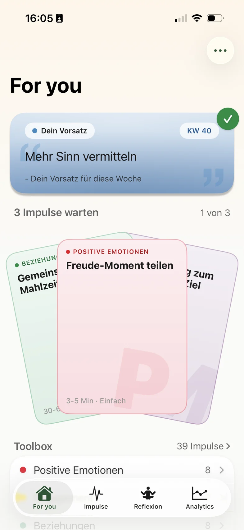 For you mit Wochenvorsatz und den Impulsen für heute