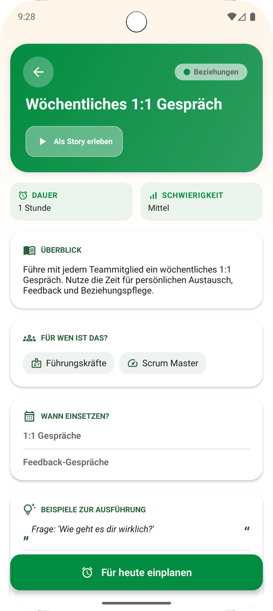 Detailansicht eines Führungsimpulses mit Schritt-für-Schritt-Anleitung